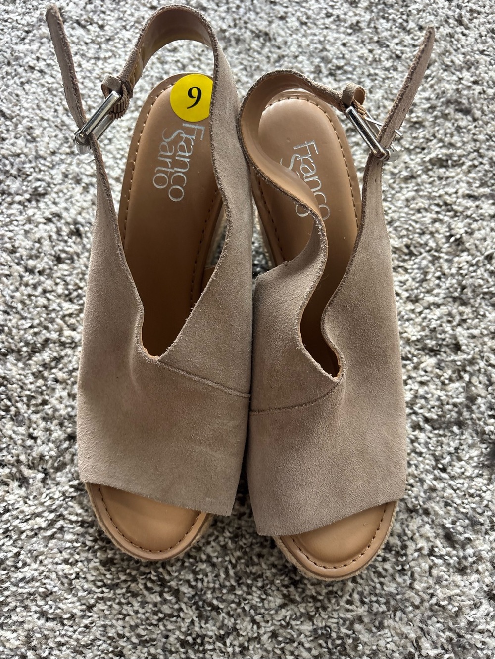 Franco Sarto Taupe Suede Open-Toe Slingback Sandals